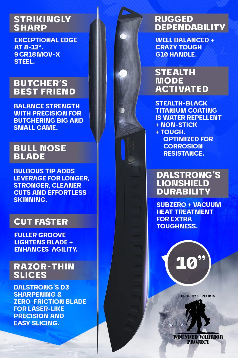 Bull Nose Butcher Knife 10" | Delta Wolf Series | Dalstrong © - Image 5