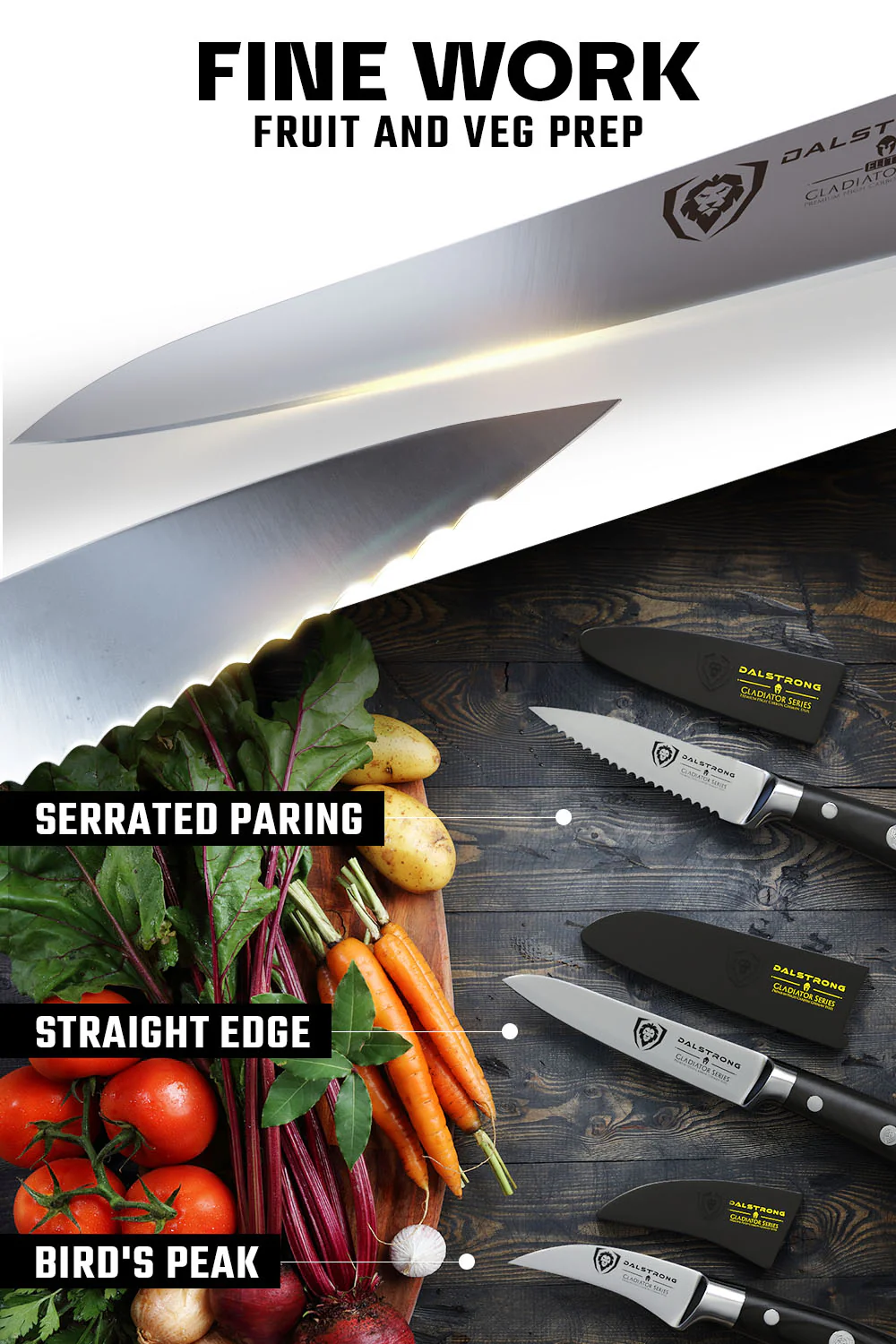 3-Piece Paring Knife Set | Gladiator Series | NSF Certified | Dalstrong © - Image 6