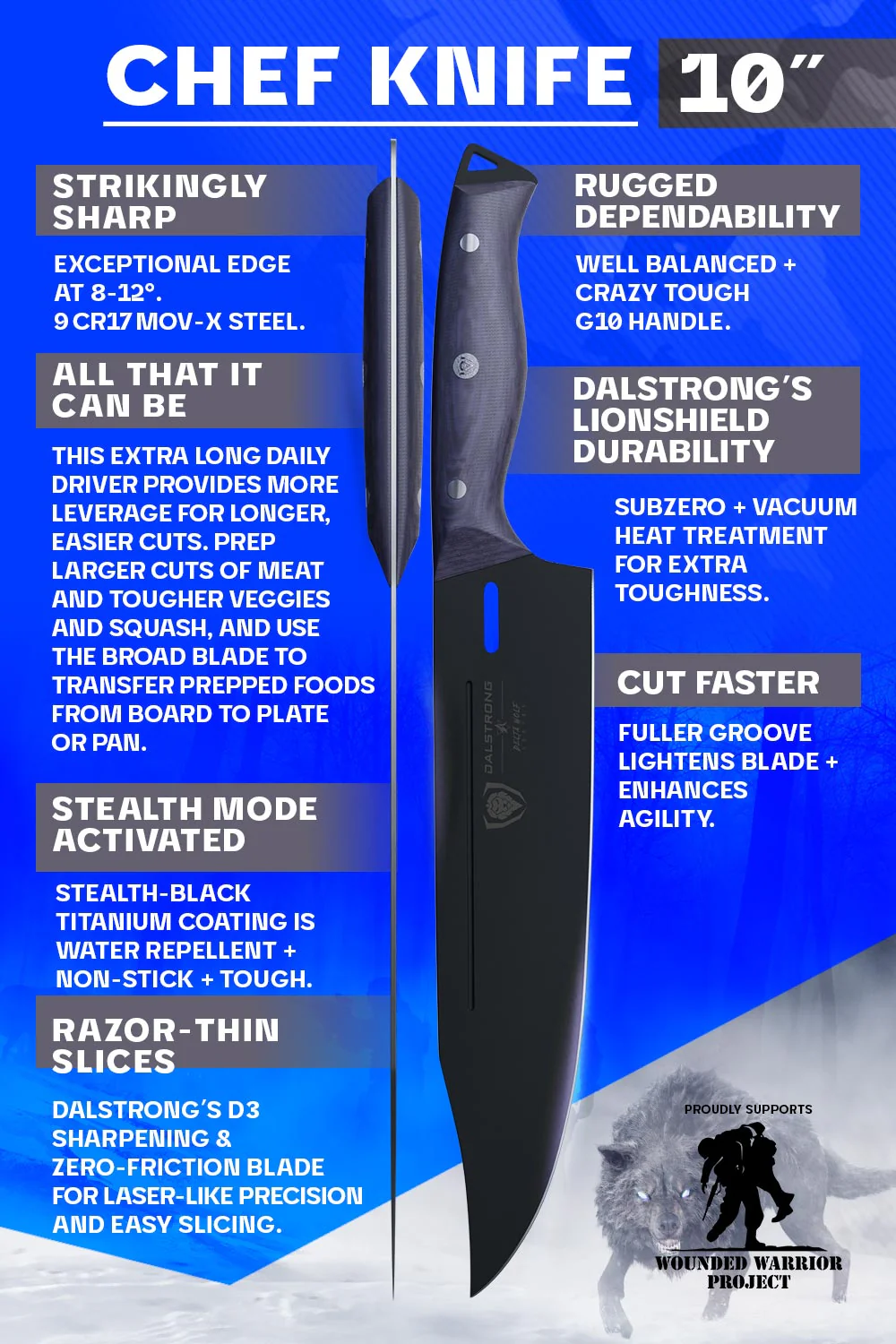 Chef's Knife 10" | Delta Wolf Series | Dalstrong © - Image 5