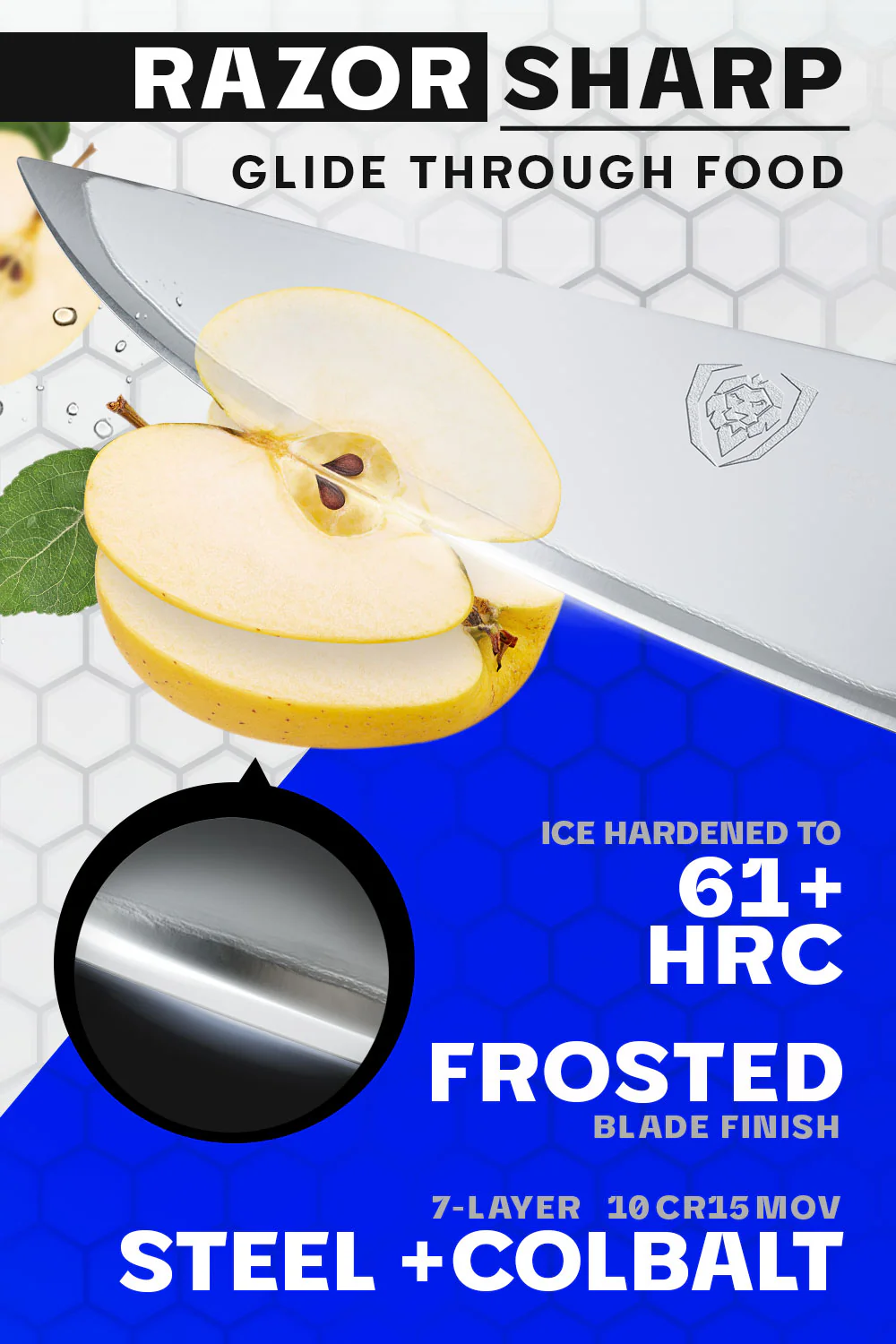 Chef's Knife 8" | Dark Ice Edition | Frost Fire Series | NSF Certified | Dalstrong © - Image 3
