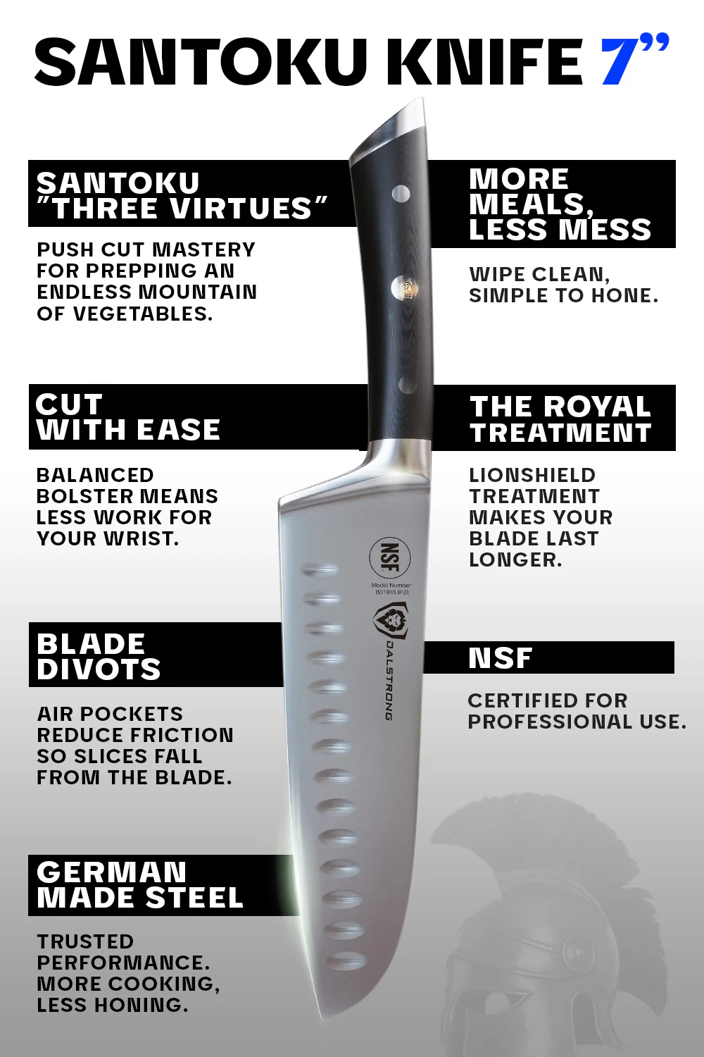 Santoku Knife 7" | Gladiator Series | NSF Certified | Dalstrong © - Image 6