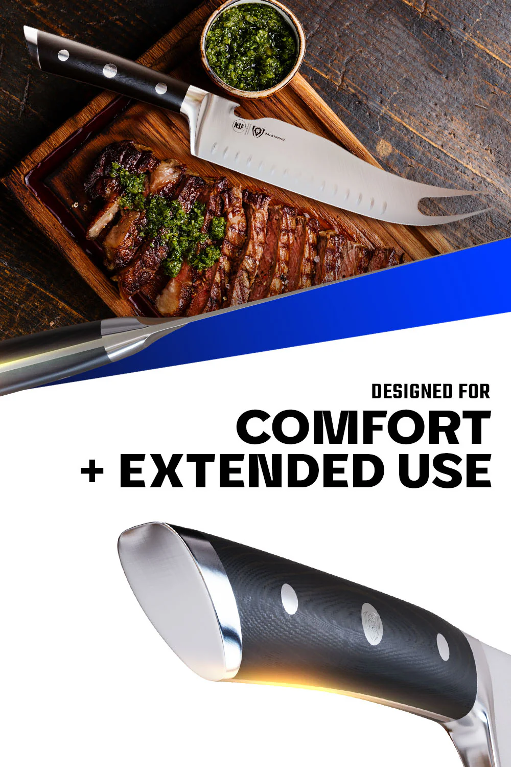 BBQ & Pitmaster Meat Knife 8" with Forked Tip & Bottle Opener | Gladiator Series | NSF Certified | Dalstrong © - Image 6