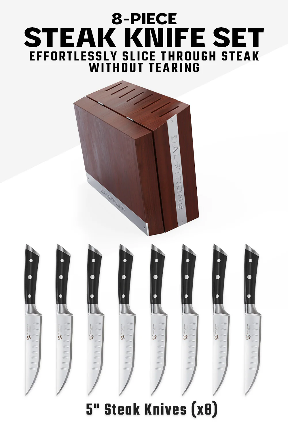 8 Piece Steak Knife Set with Storage Block | Gladiator Series | Dalstrong © - Image 7