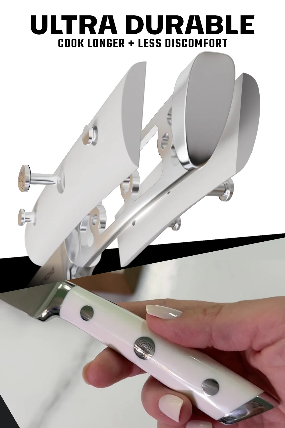 8 Piece Steak Knife Set with Storage Block | White ABS Handle | Gladiator Series | Dalstrong © - Image 3