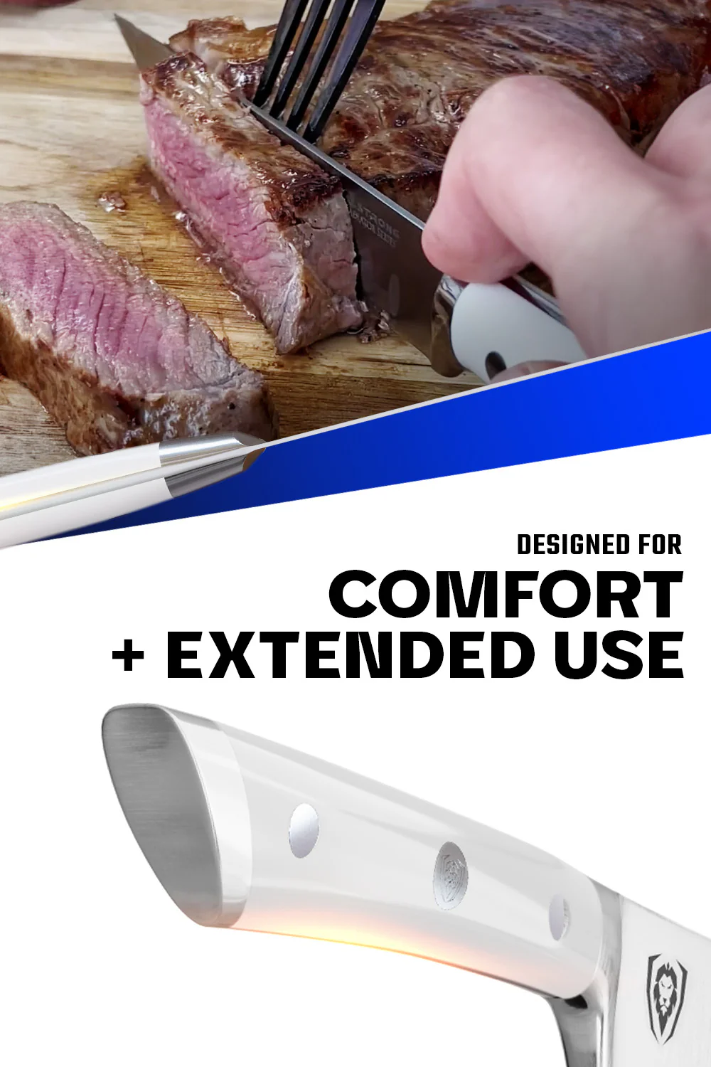 4 Piece Straight-Edge Steak Knife Set | White ABS Handles | Gladiator Series | Dalstrong © - Image 5