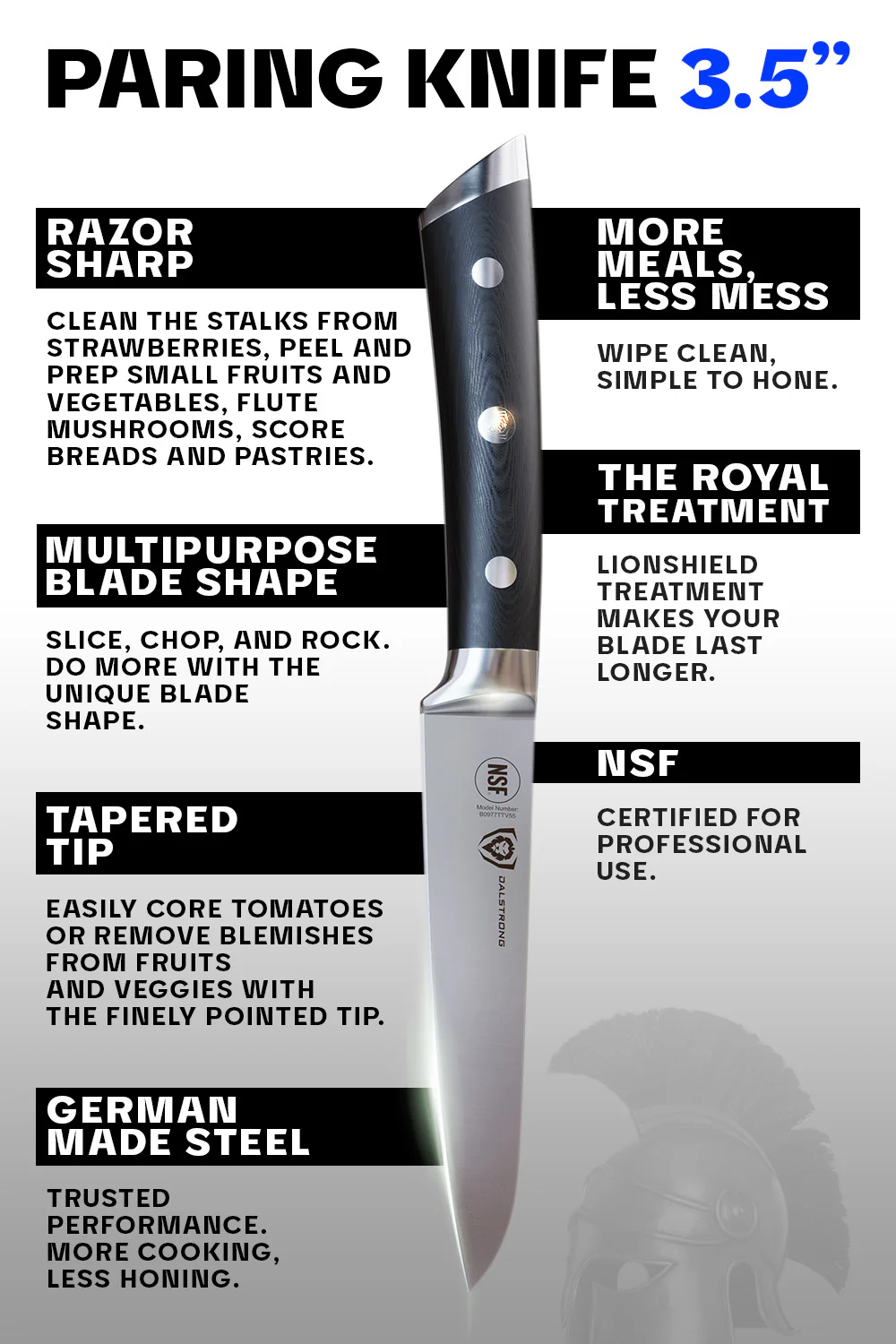 Paring Knife 3.5" | Gladiator Series | NSF Certified | Dalstrong © - Image 7