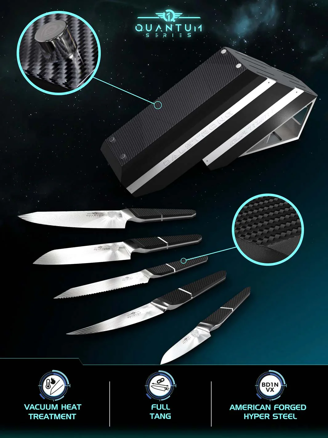 5 Piece Knife Block Set | Quantum 1 Series | Dalstrong © - Image 3