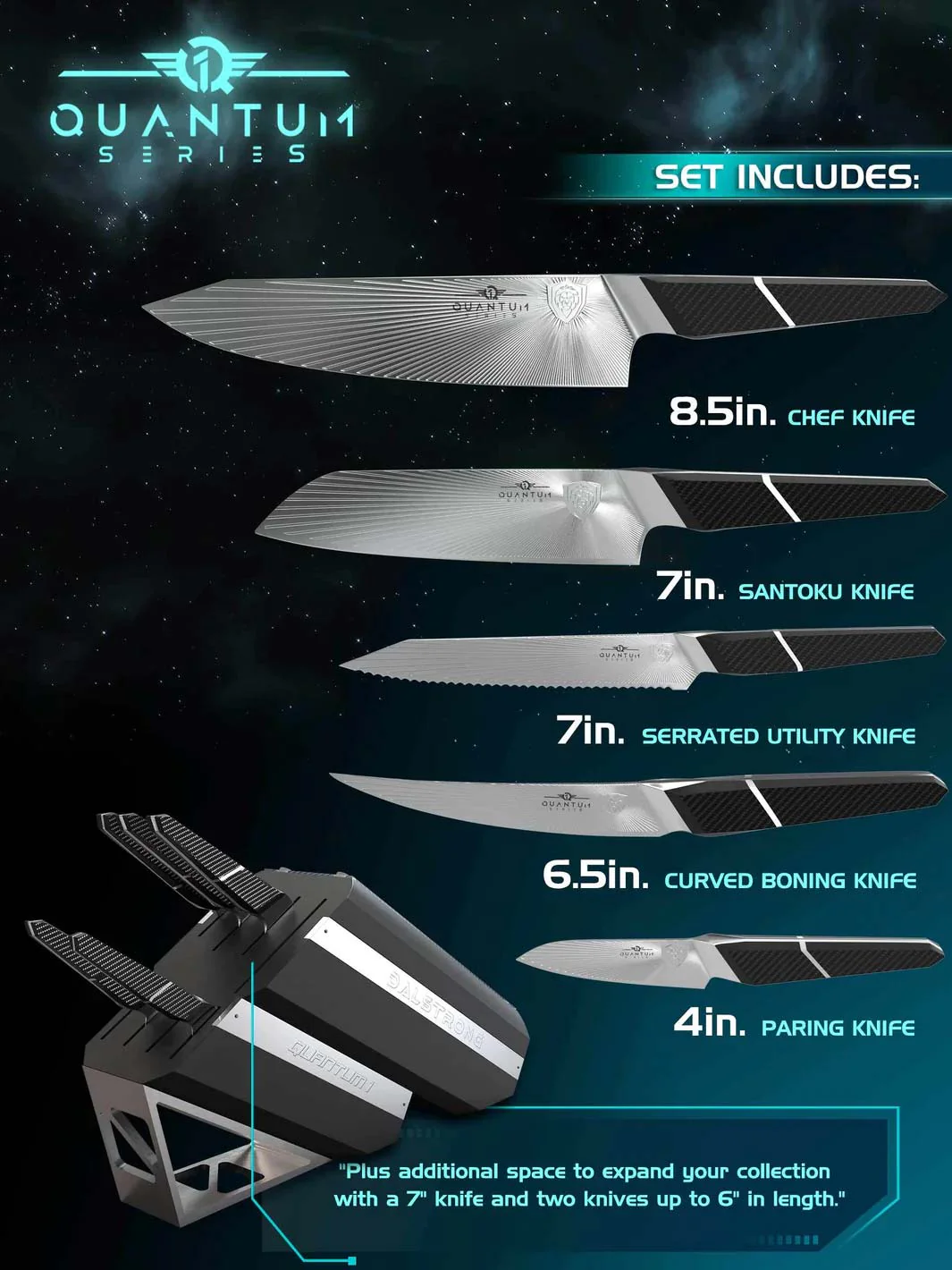 5 Piece Knife Block Set | Quantum 1 Series | Dalstrong © - Image 4