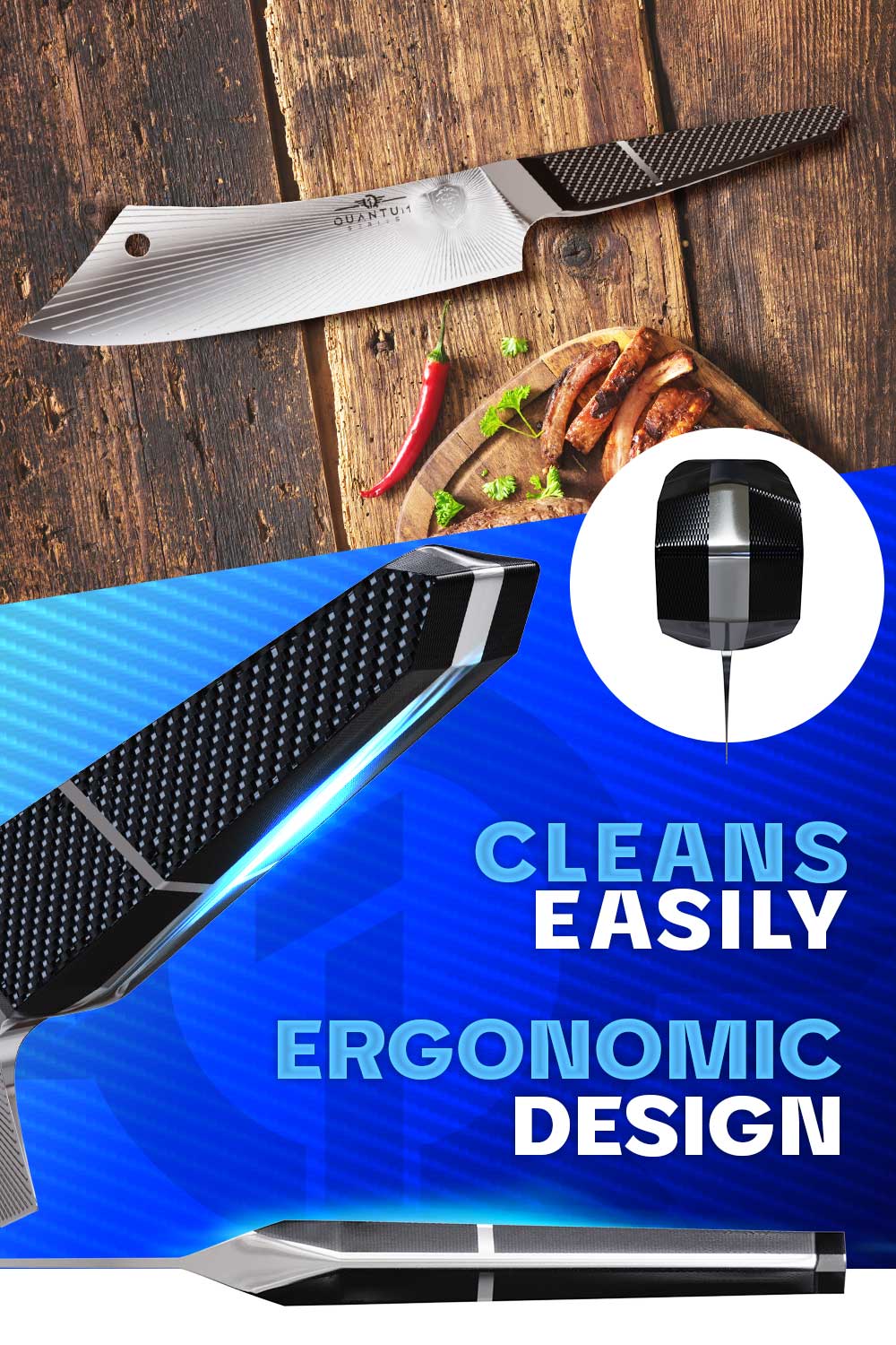 Chef & Cleaver Hybrid Knife 8" | Crixus | Quantum 1 Series | Dalstrong © - Image 6