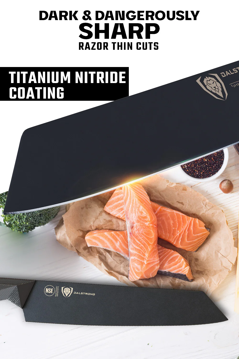 Kiritsuke Chef's Knife 8.5" | Shadow Black Series | NSF Certified | Dalstrong © - Image 3