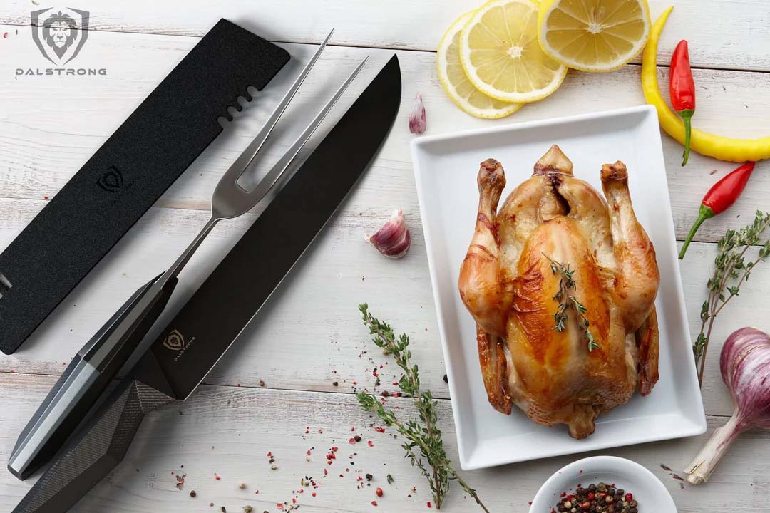 Carving Knife & Fork Set 9" | Shadow Black Series | NSF Certified | Dalstrong © - Image 11