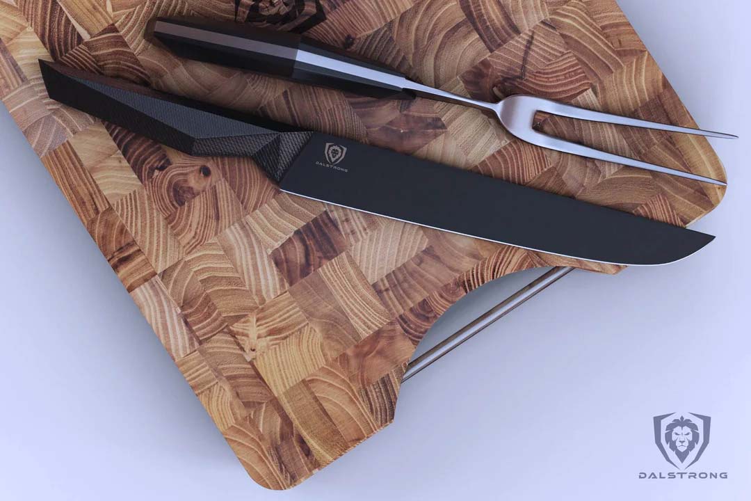 Carving Knife & Fork Set 9" | Shadow Black Series | NSF Certified | Dalstrong © - Image 9
