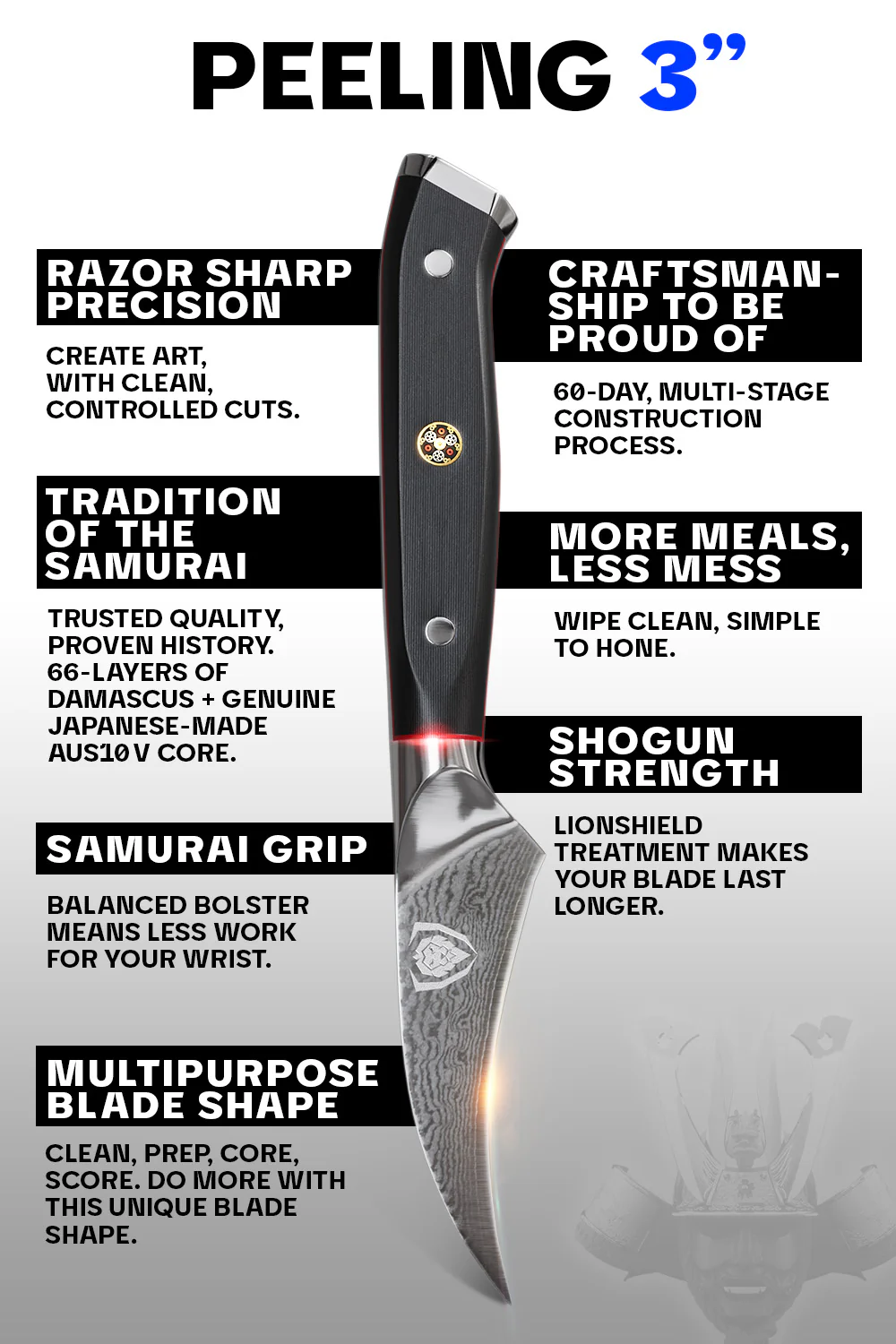 Bird's Beak Peeling & Paring Knife 3" | Shogun Series ELITE | Dalstrong © - Image 5