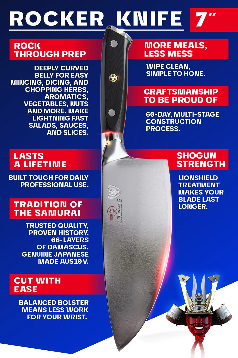 Rocker Knife 7" | Shogun Series Elite | Dalstrong © - Image 4