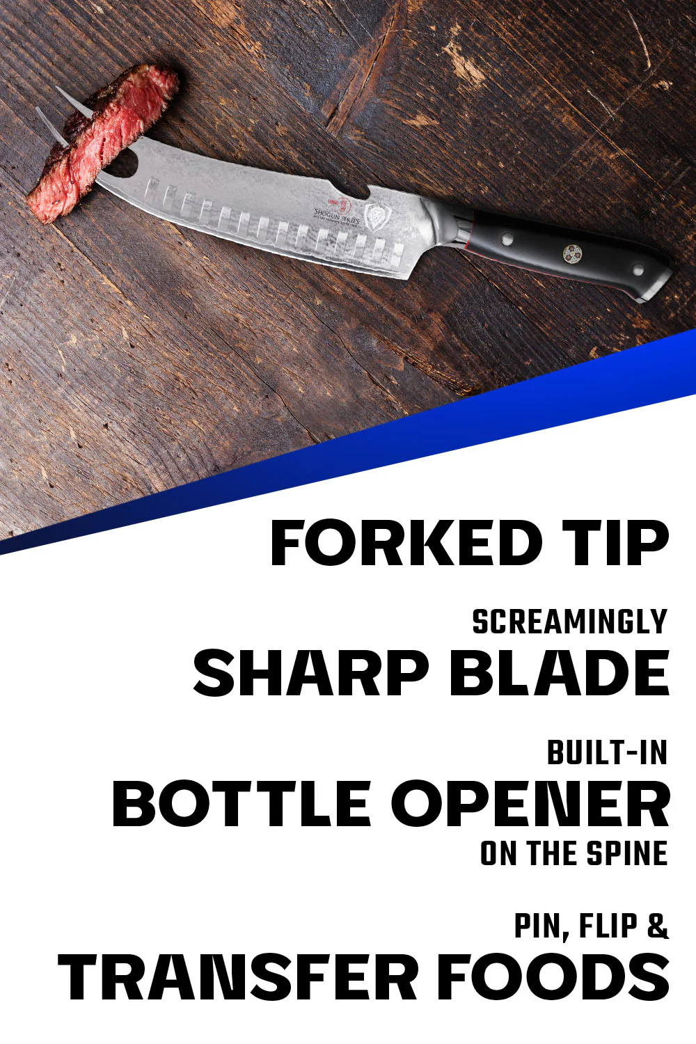 BBQ Pitmaster & Meat Knife 8" | Forked Tip & Bottle Opener | Shogun Series ELITE | Dalstrong © - Image 5