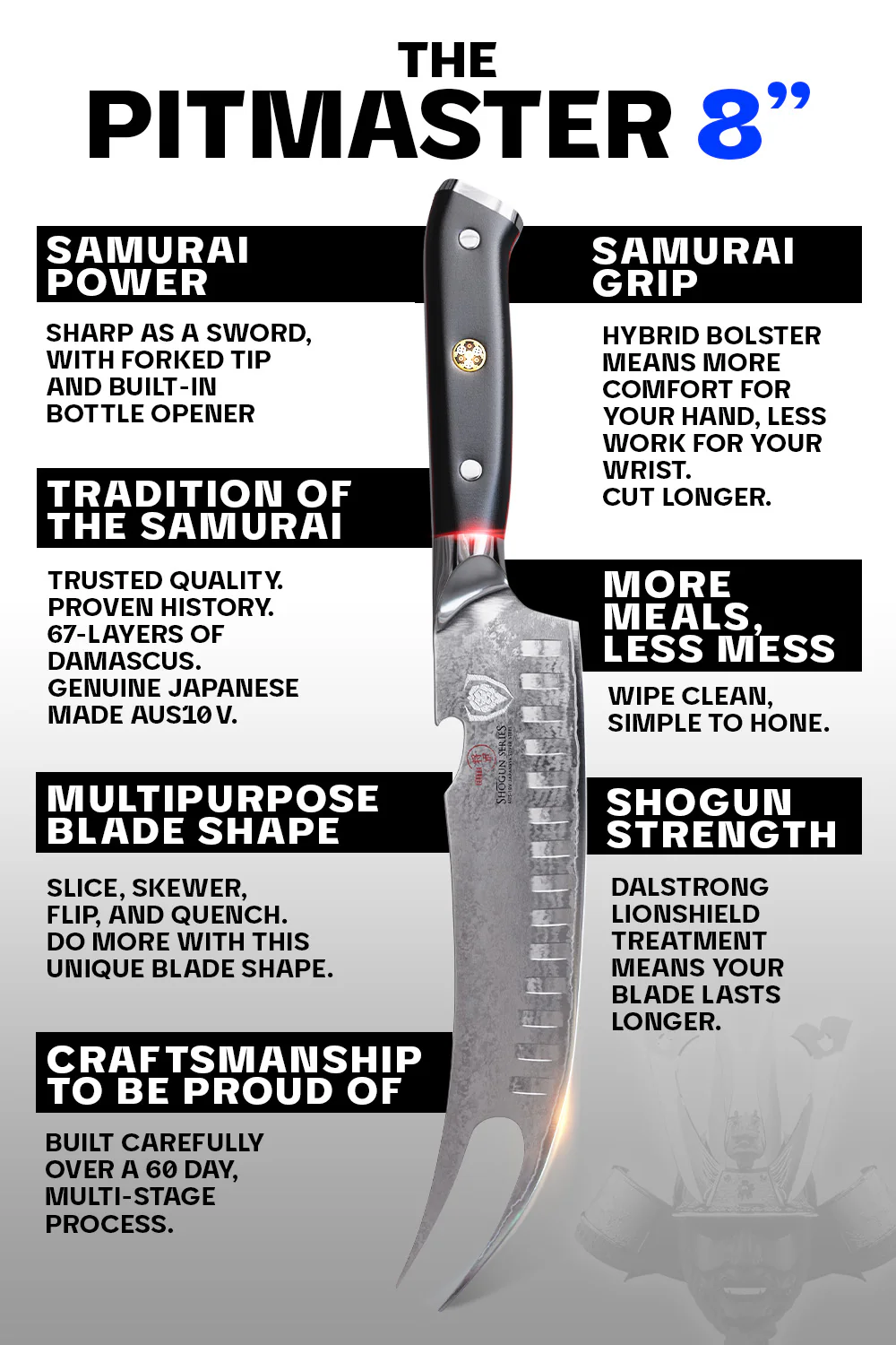 BBQ Pitmaster & Meat Knife 8" | Forked Tip & Bottle Opener | Shogun Series ELITE | Dalstrong © - Image 6