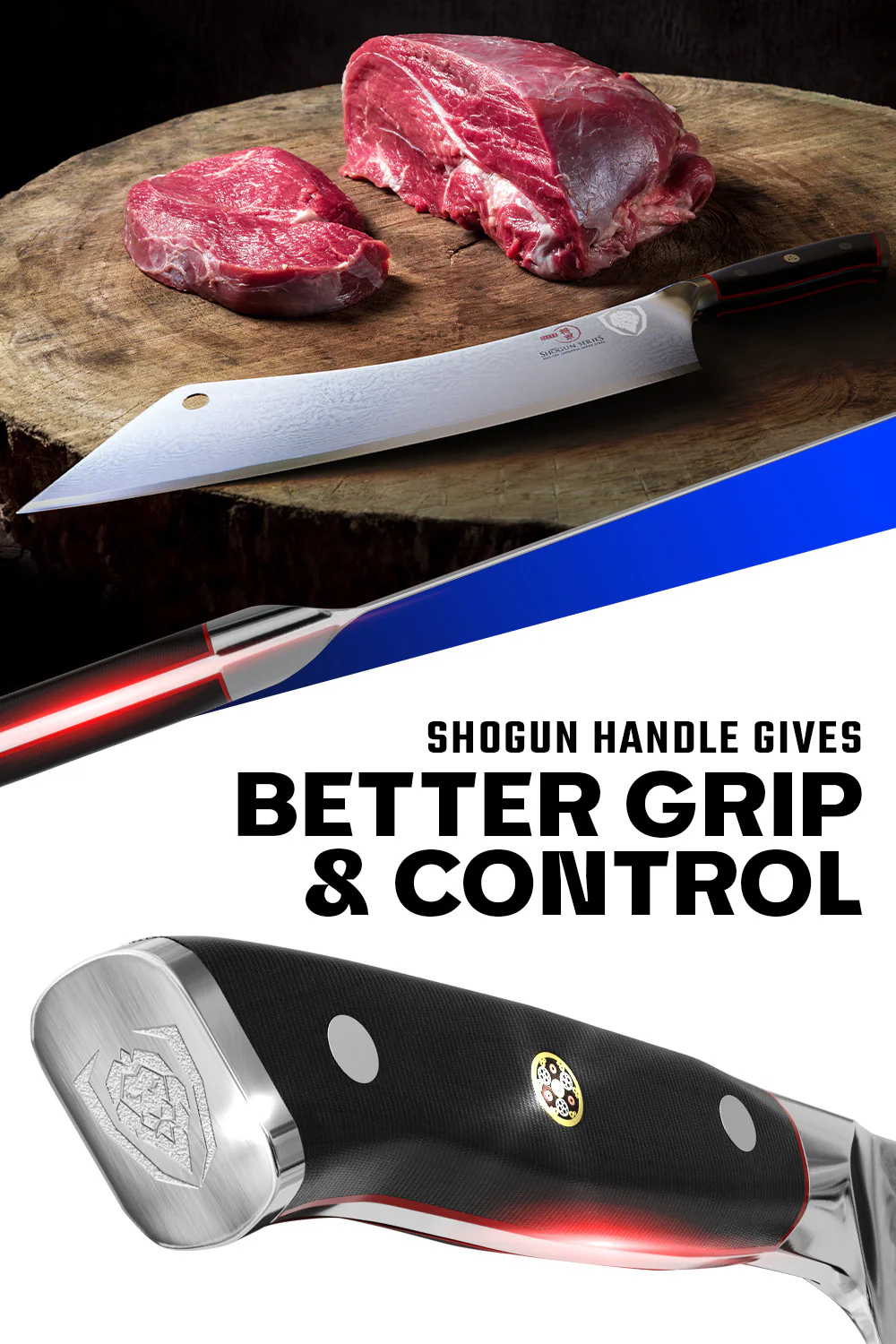Extra-Long Chef & Cleaver Hybrid Knife 12" | Crixus | Shogun Series ELITE | Dalstrong © - Image 4