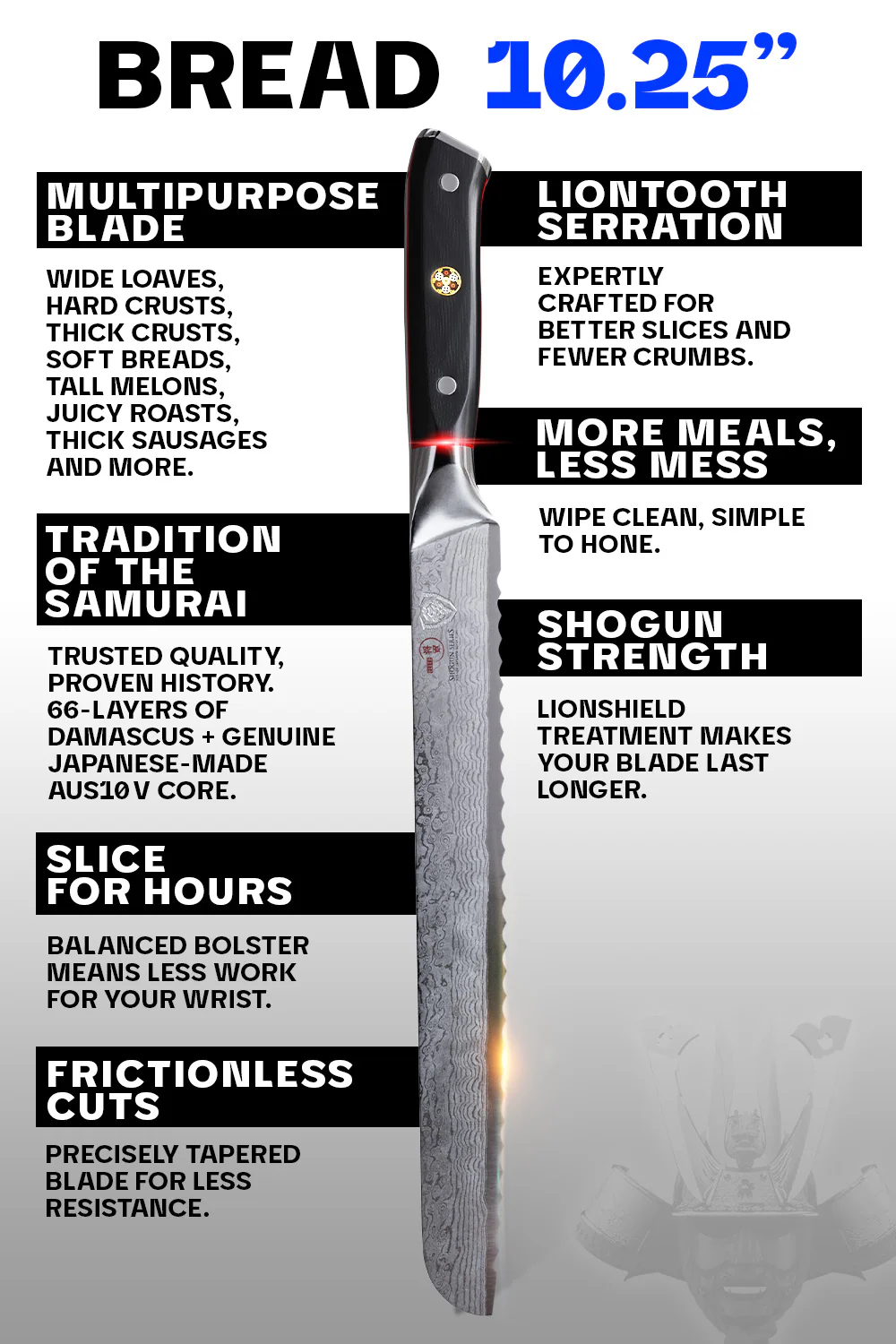 Bread Knife 10.25" | Shogun Series ELITE | Dalstrong © - Image 5