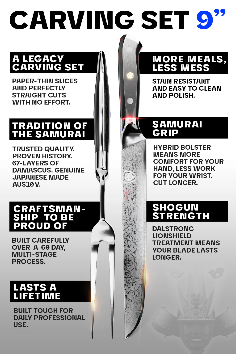 Carving Knife & Fork Set 9" | Shogun Series ELITE | Dalstrong © - Image 5