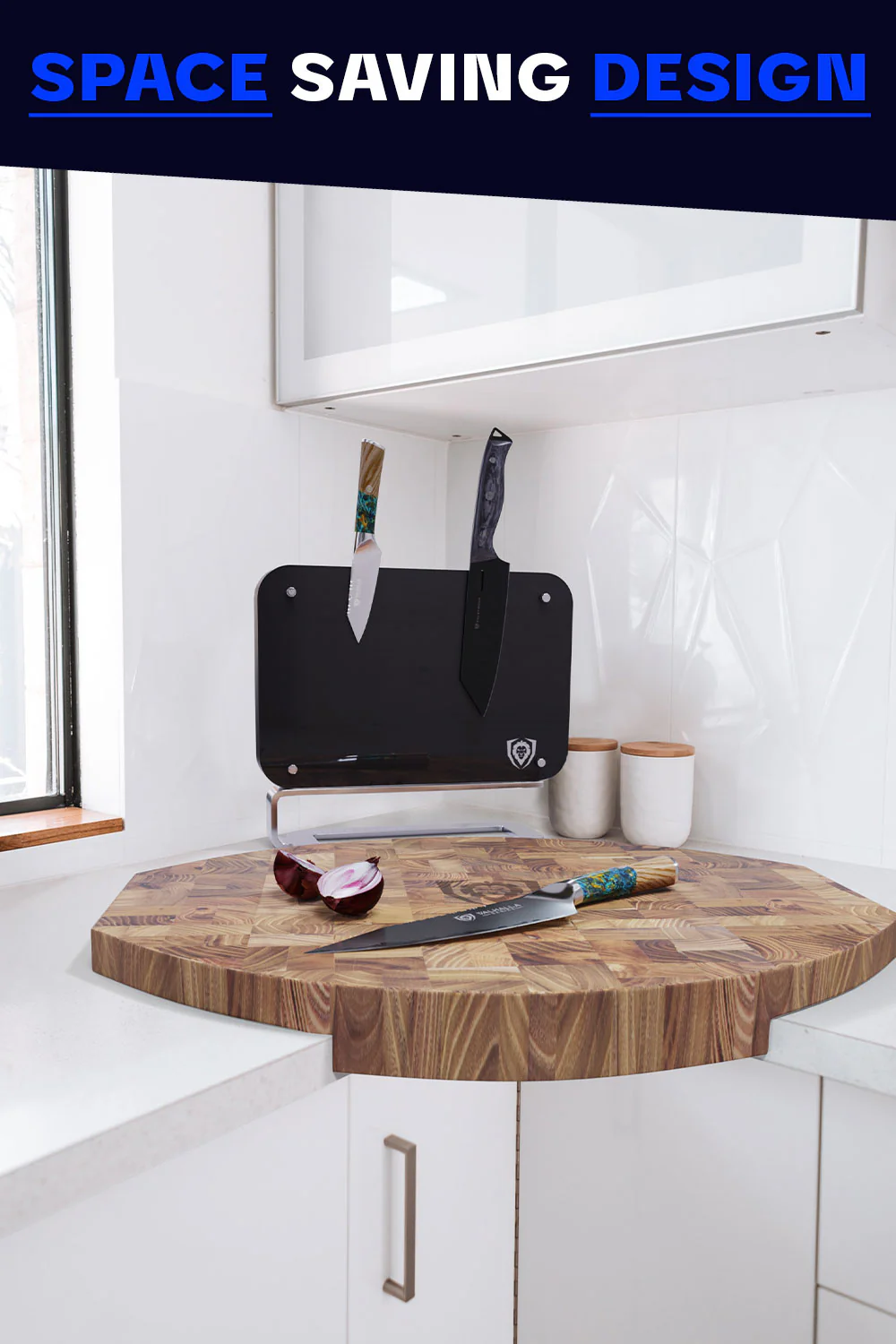 Corner Cutting Board | Natural Teak Wood | Dalstrong © - Image 3