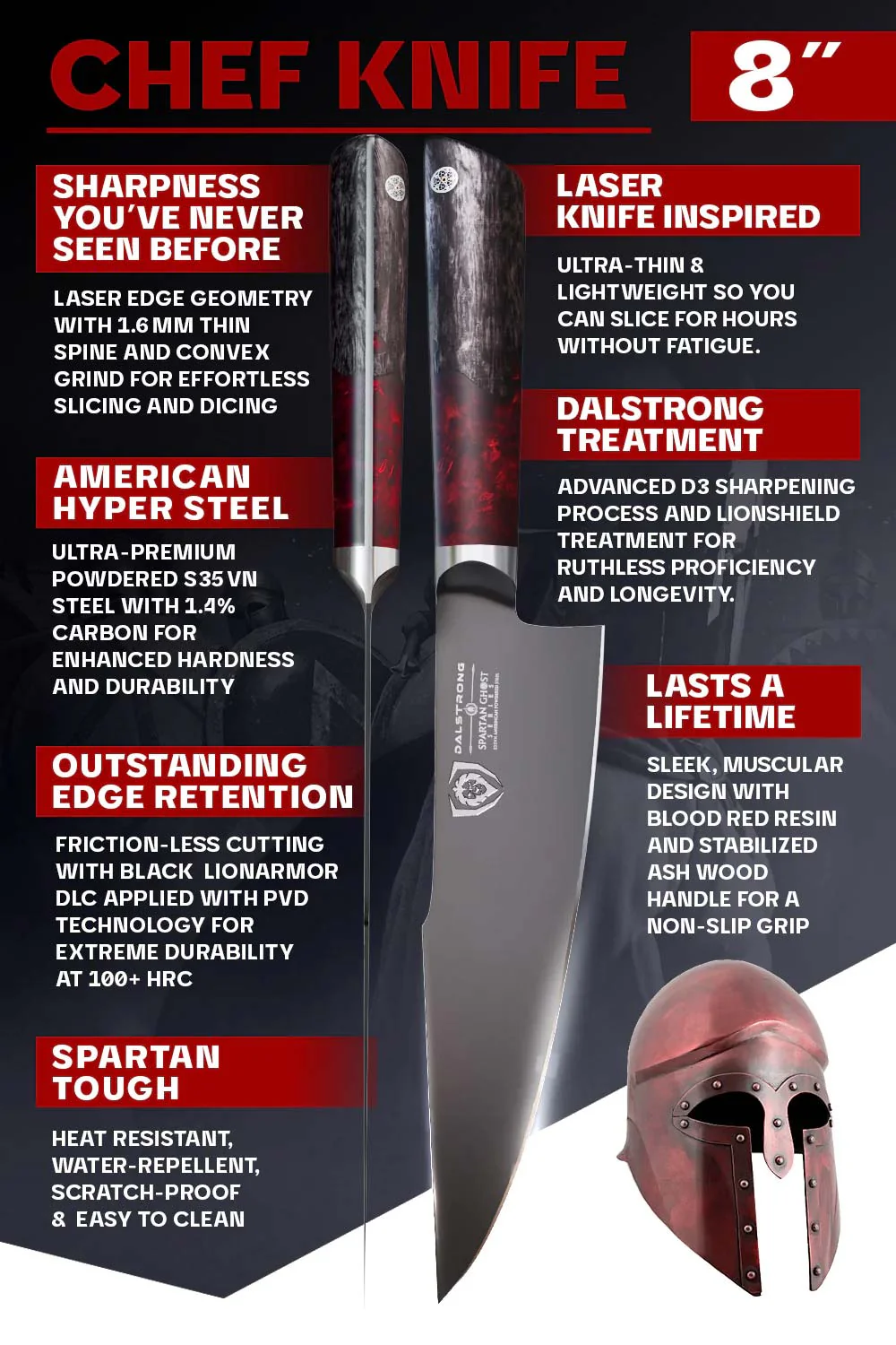 Chef's Knife 8" | Spartan Ghost Series | Dalstrong © - Image 4